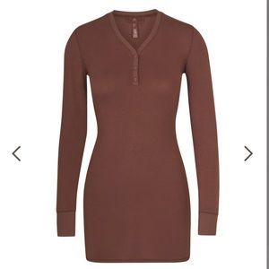 NWT SKIMS Sleep Henley Dress in Jasper - size medium